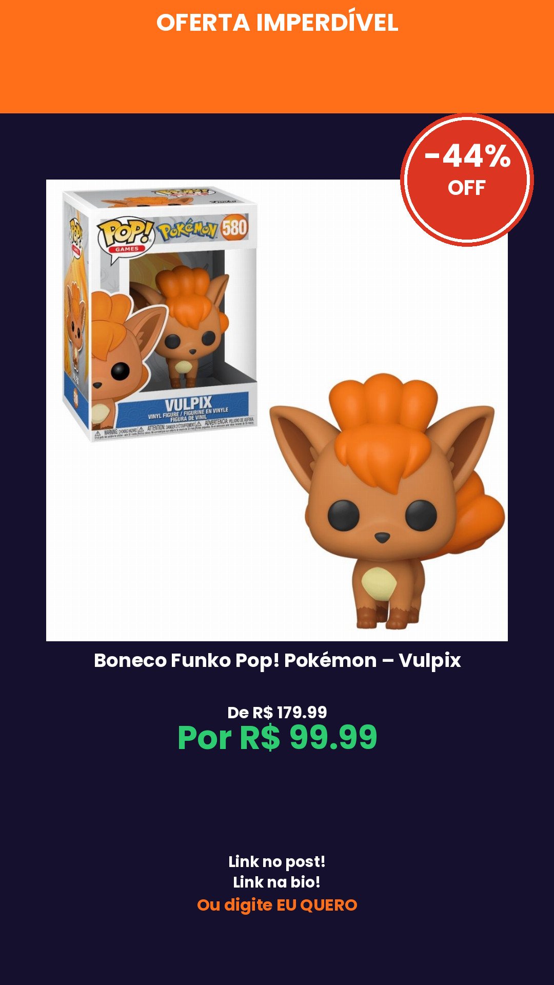 Boneco Funko Pop! Pokémon – Vulpix