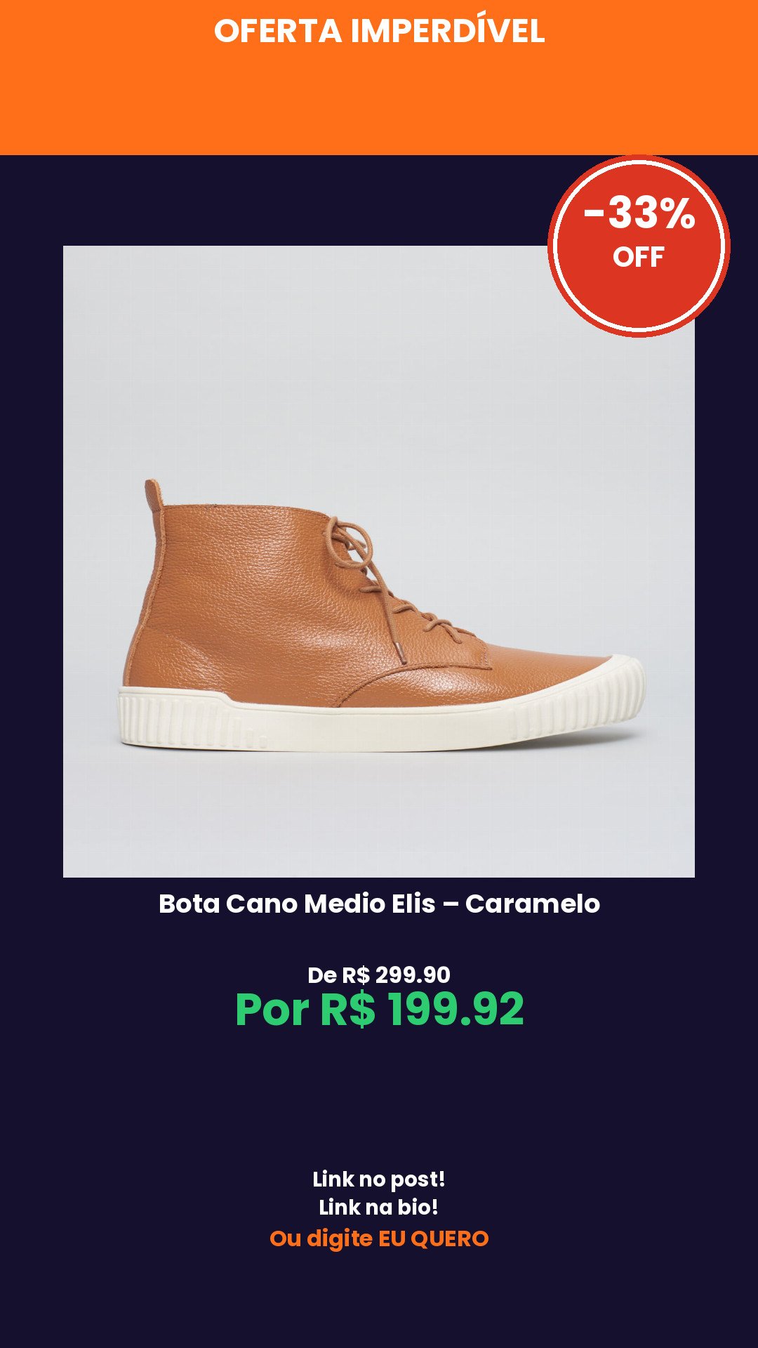 Bota Cano Medio Elis – Caramelo