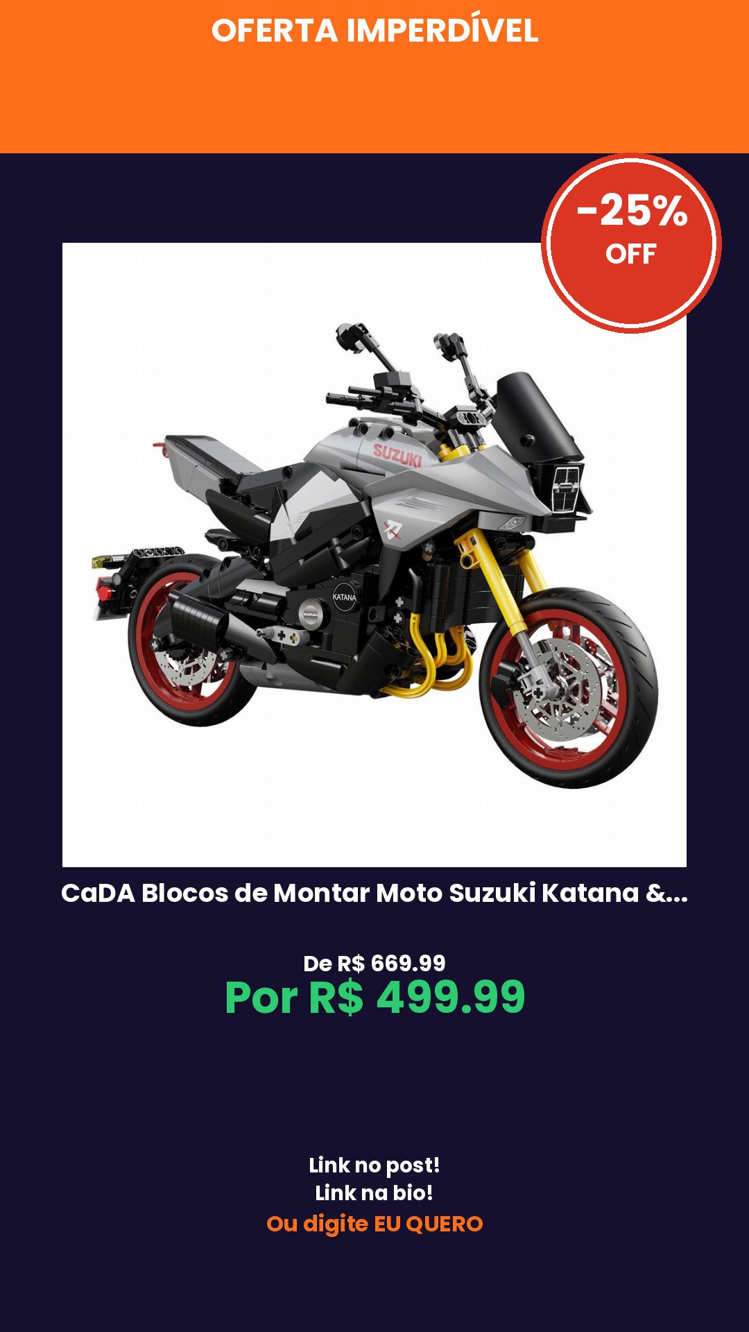 CaDA Blocos de Montar Moto Suzuki Katana – Fun Divirta-se