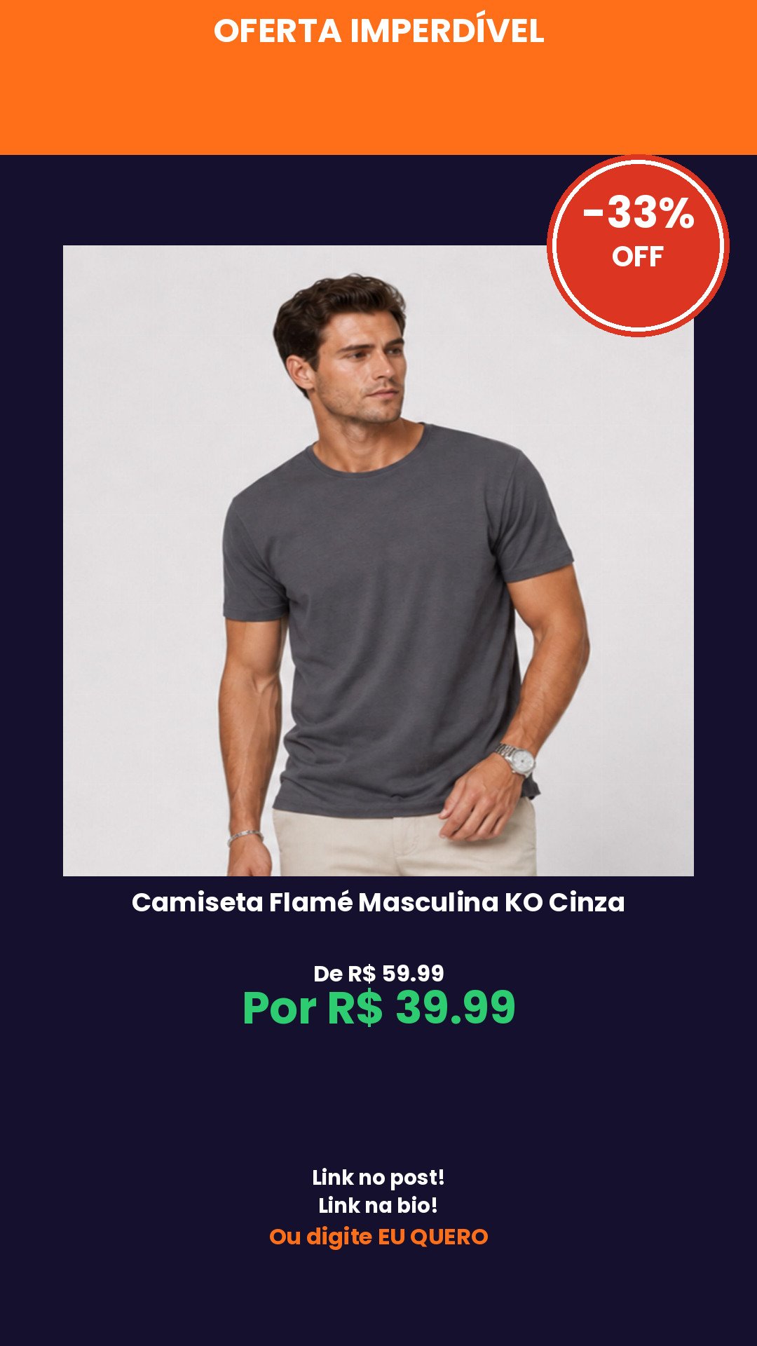 Camiseta Flamé Masculina KO Cinza