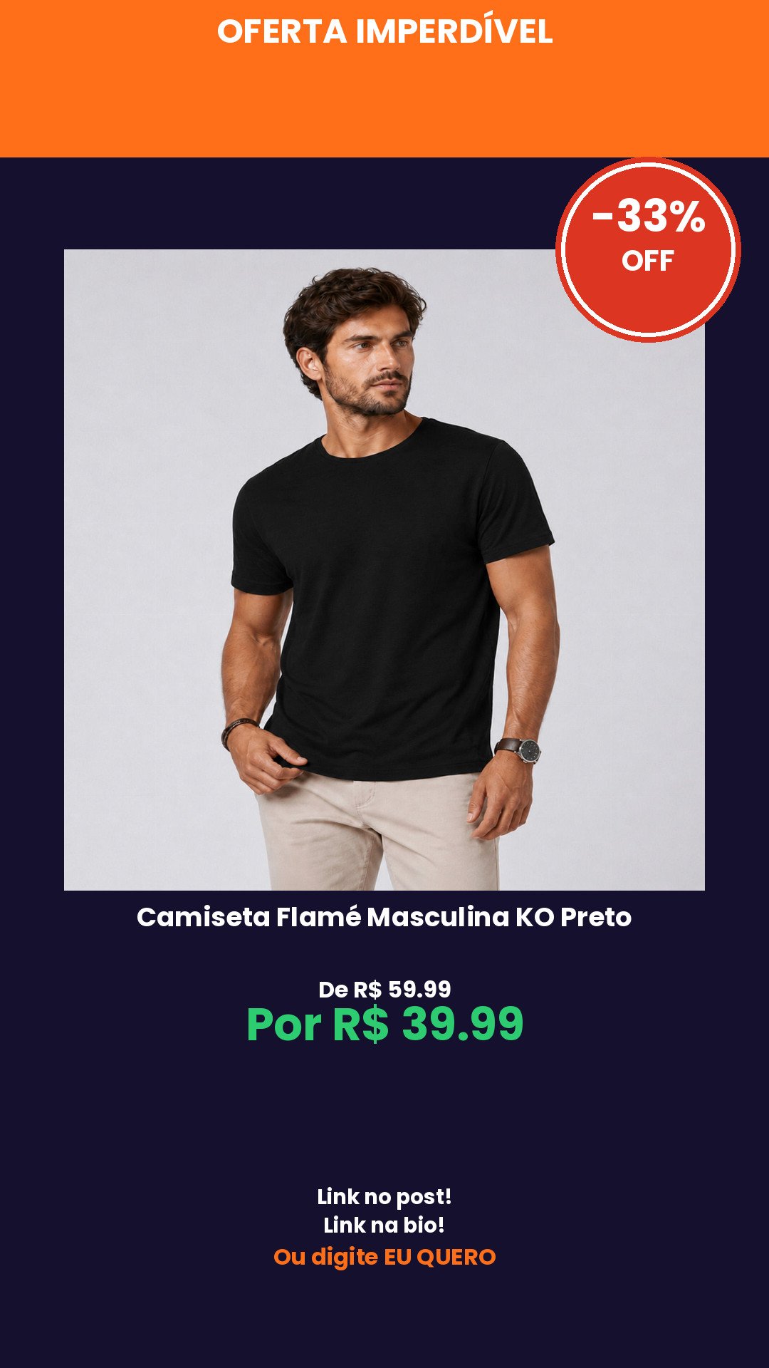 Camiseta Flamé Masculina KO Preto